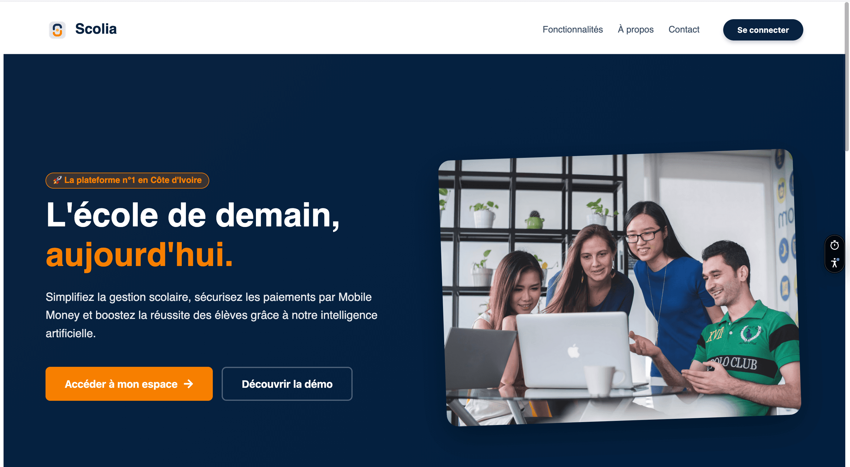 Interface de gestion Scolia